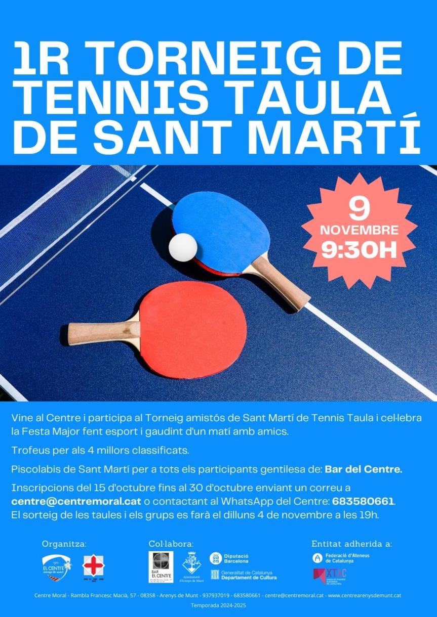 1r torneig de tennis taula de Sant&nbsp;Martí